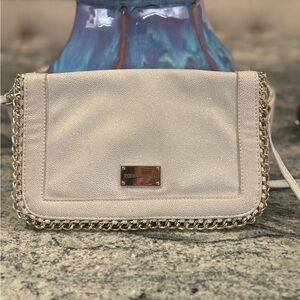 Forever New Cream/Beige Chain Accent Crossbody Bag